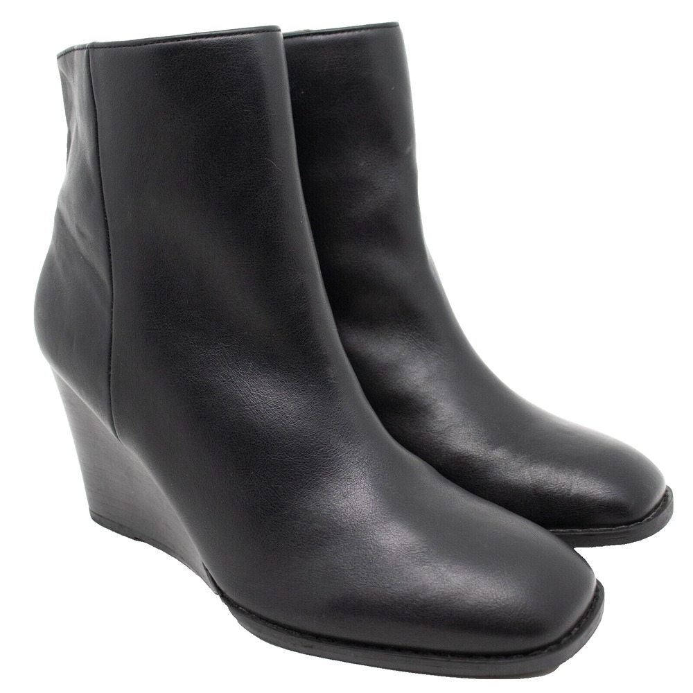Dolce Vita Womens Rupart Ankle Boots Wedge Heel Square Toe Black Manmade SIZE 10